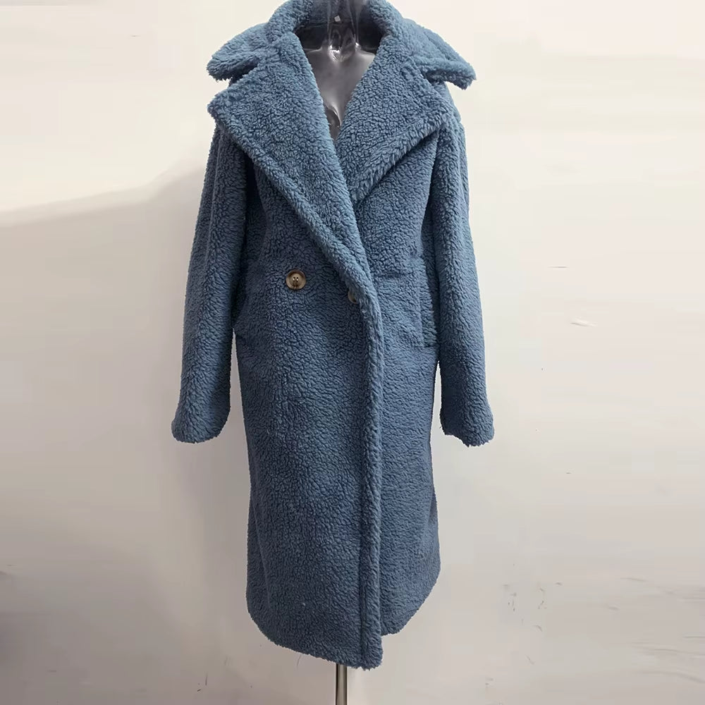 2021New Teddy Coat Faux Fur Long Coat Women Lamb Fur Coat Thick Coat Oversized Outwears