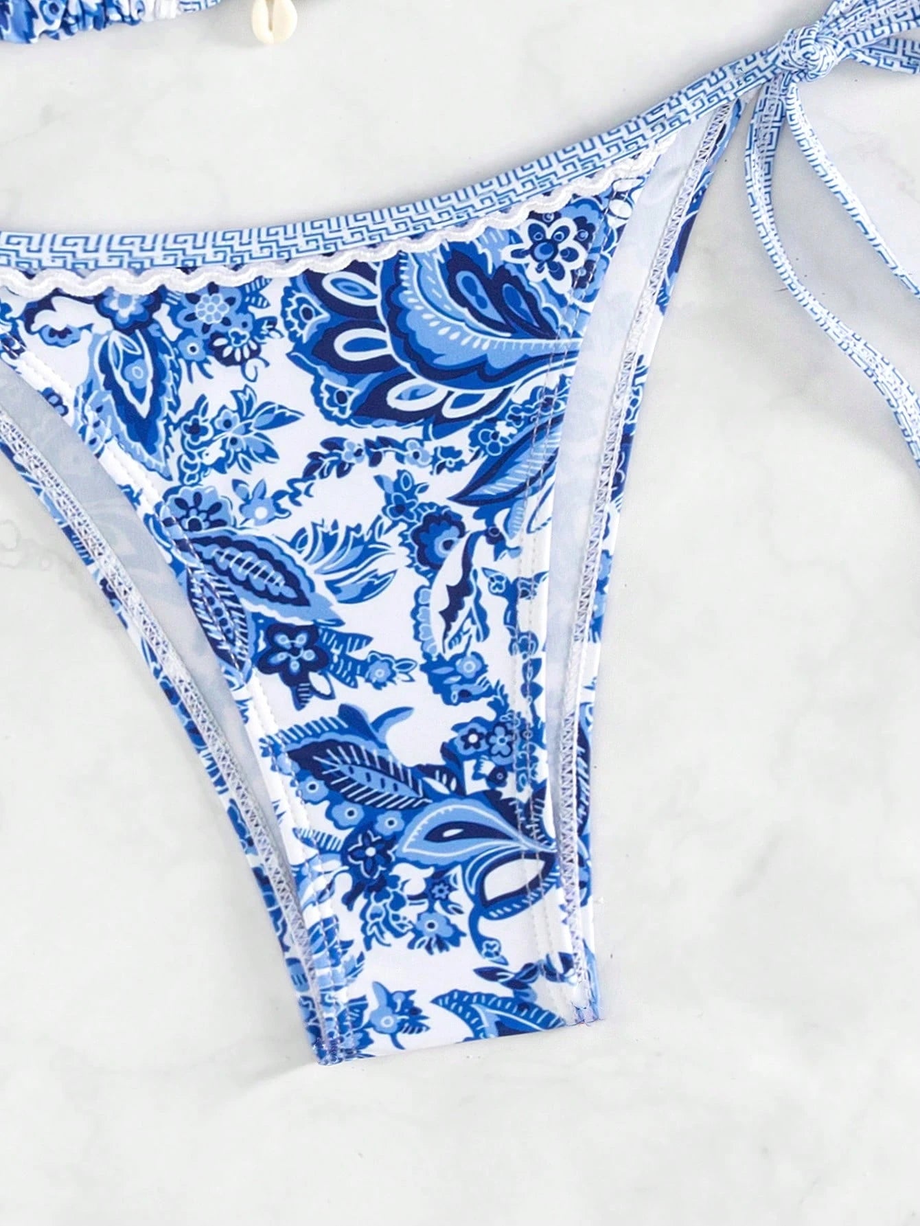 Swim Mod Summer Beach Women'S Floral Printed Halter Neck Bikini Set Carnival