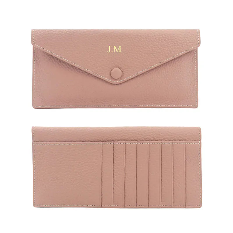 Customized Letters Pebble Pattern Envelope Bag Thin Long Wallet Cardholder Clutch Bag Women'S Mobile Bag Coin Purse