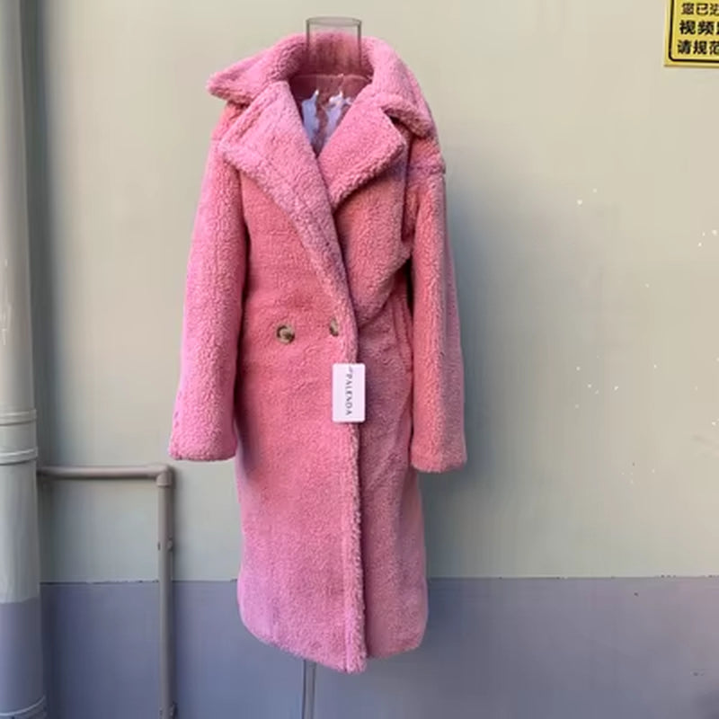 2021New Teddy Coat Faux Fur Long Coat Women Lamb Fur Coat Thick Coat Oversized Outwears