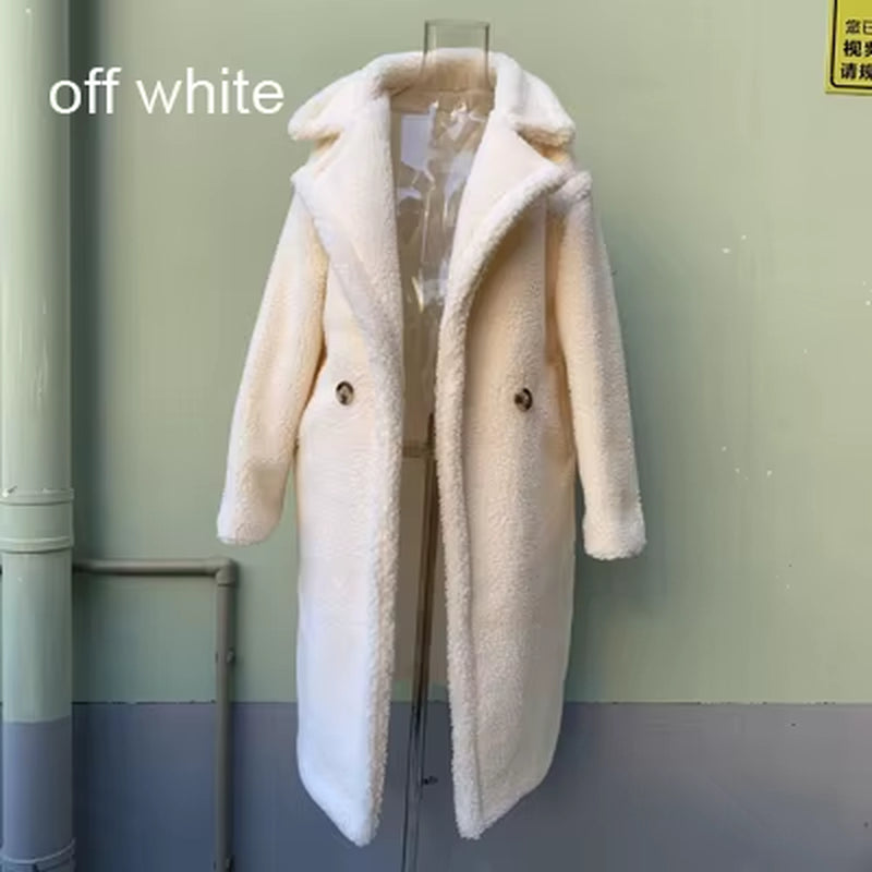 2021New Teddy Coat Faux Fur Long Coat Women Lamb Fur Coat Thick Coat Oversized Outwears