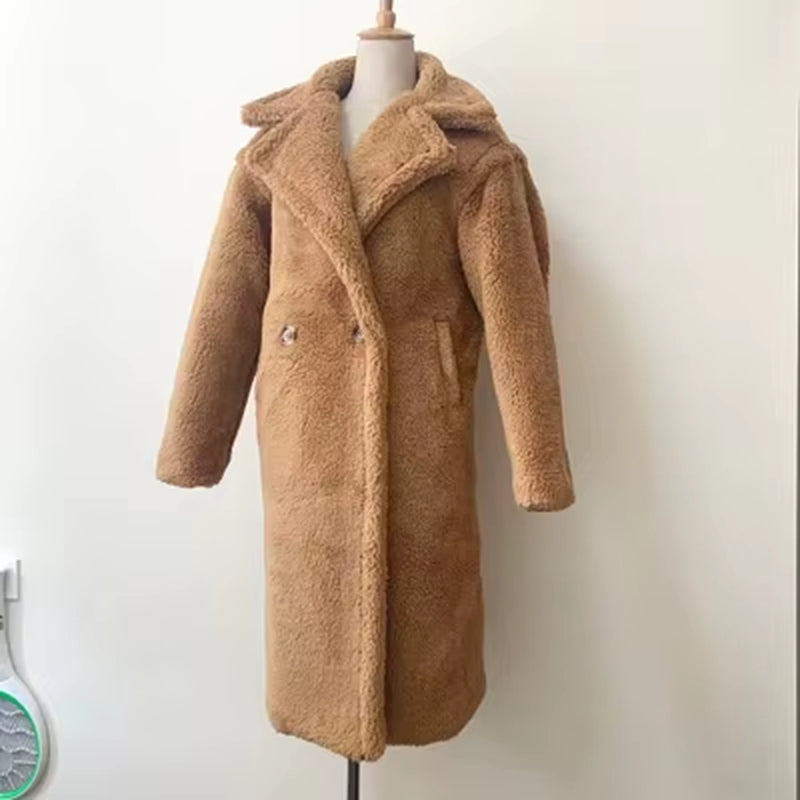 2021New Teddy Coat Faux Fur Long Coat Women Lamb Fur Coat Thick Coat Oversized Outwears