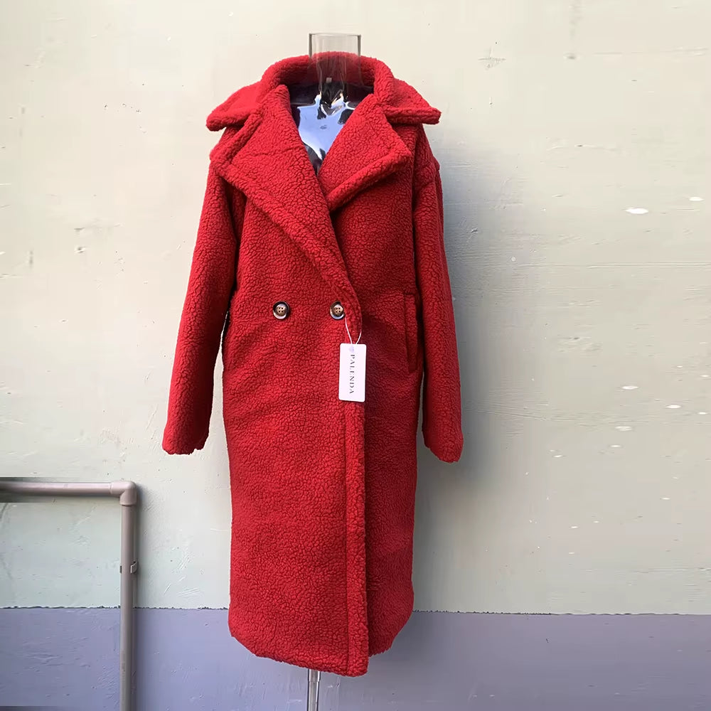 2021New Teddy Coat Faux Fur Long Coat Women Lamb Fur Coat Thick Coat Oversized Outwears