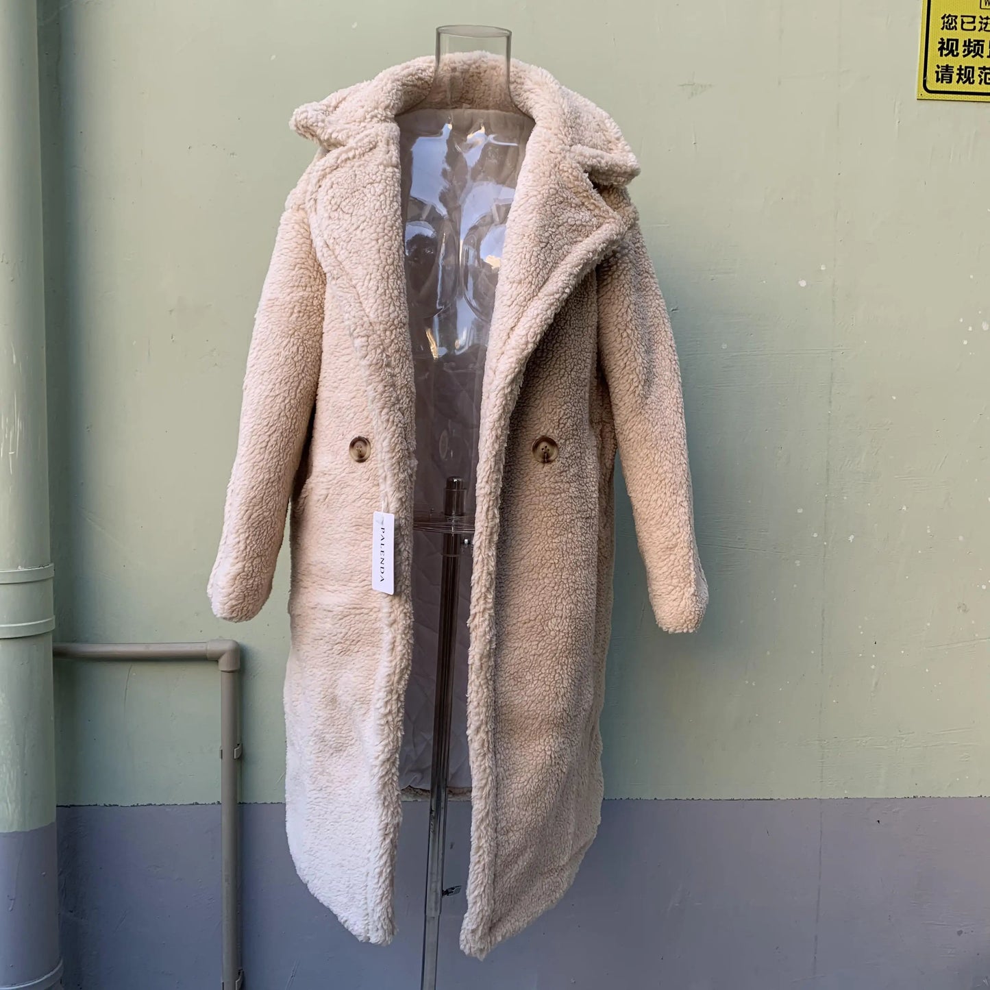 2021New Teddy Coat Faux Fur Long Coat Women Lamb Fur Coat Thick Coat Oversized Outwears