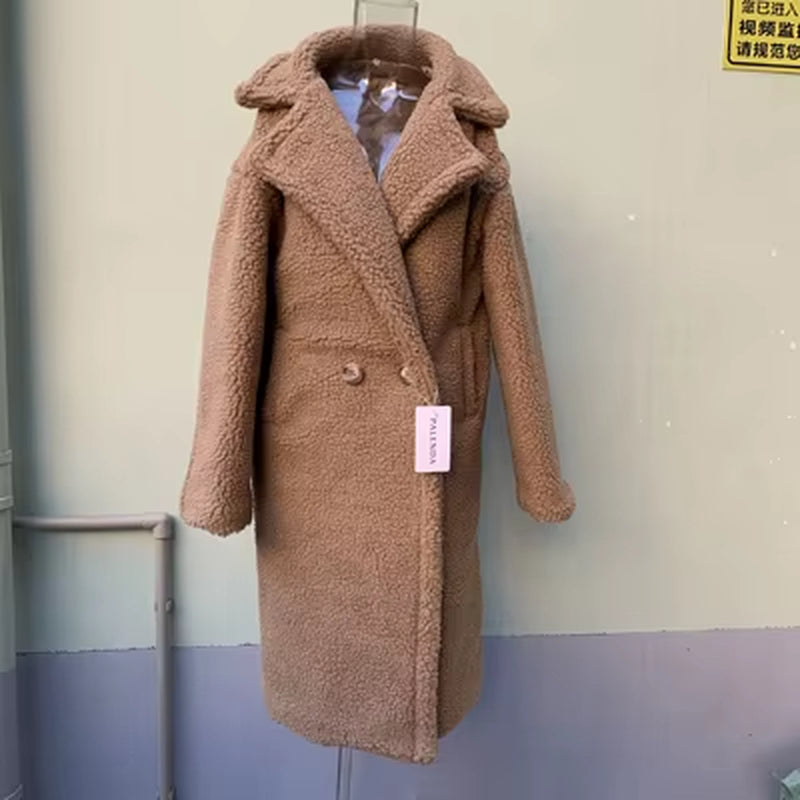 2021New Teddy Coat Faux Fur Long Coat Women Lamb Fur Coat Thick Coat Oversized Outwears